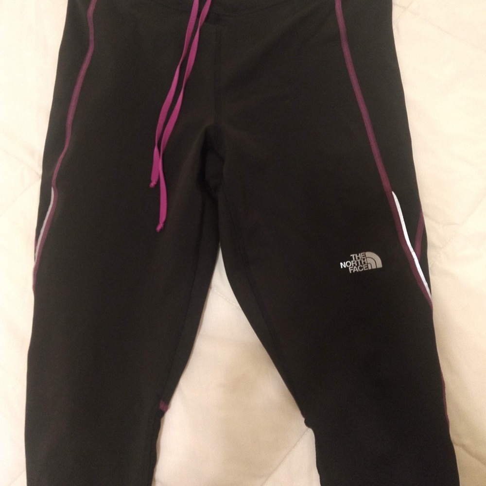 The North Face Black Leggings with Pink Highlights